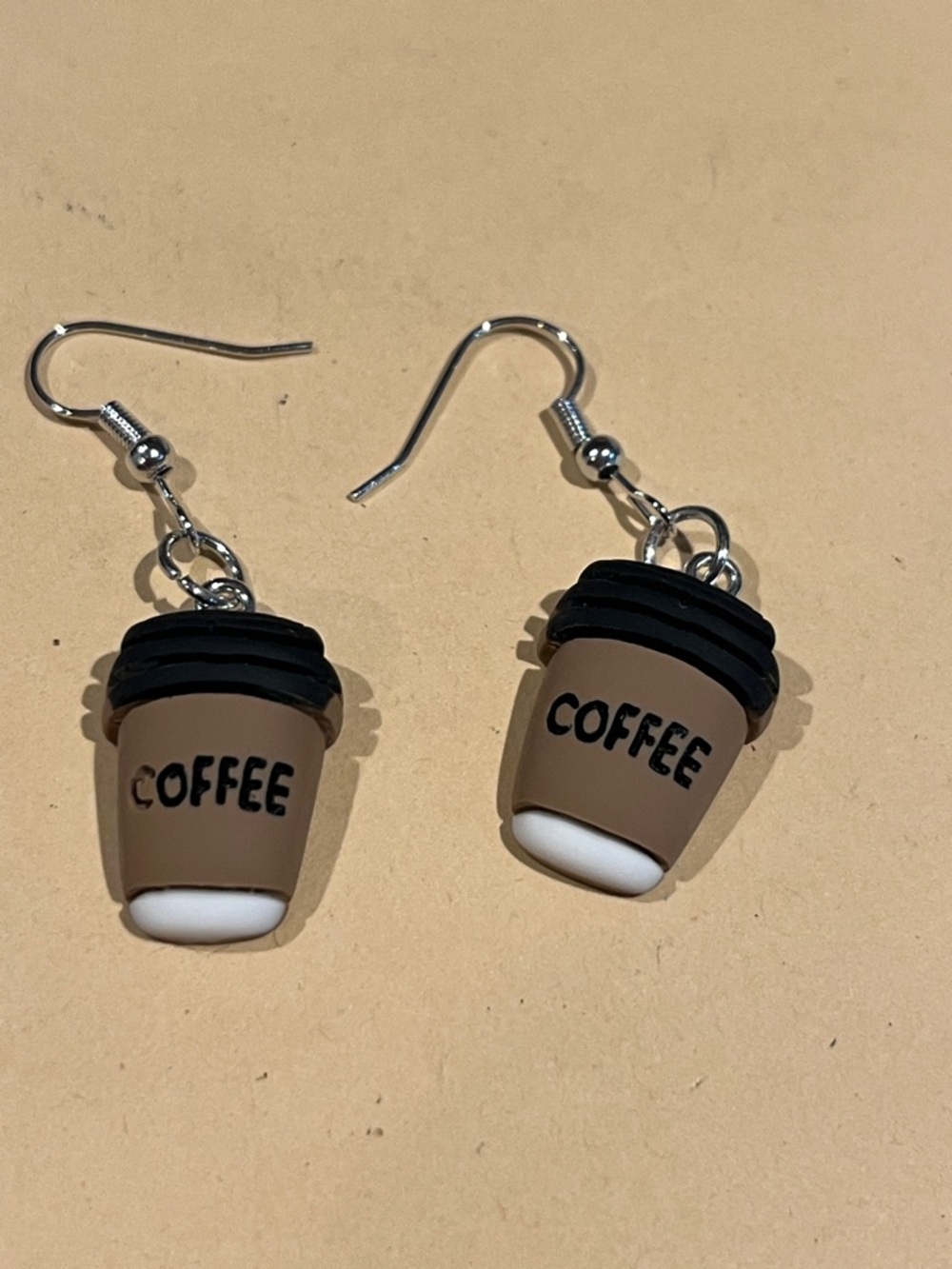 Coffee Cup Dangle Earrings - Brown & Black